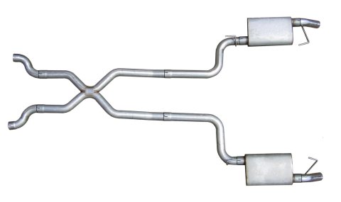 Pypes Violator Dual Exhaust Systems SCC10V System, Violator, Crossmember Back, Stainless Steel, Natural, X-Pipe, Chevy, Kit