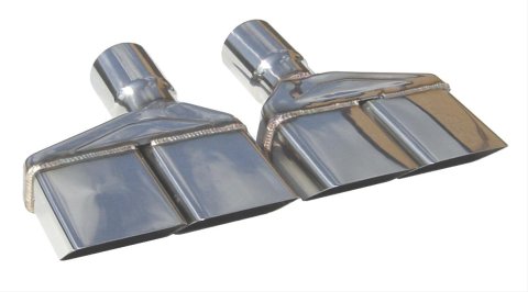 Pypes Stainless Steel Rectangular, Polished 2.50 Inch Exhaust Tip EVT86 Tips, Stainless, Polished, Slant Cut, Non-Rolled Edge, 2.5 in. Inlet, Pair