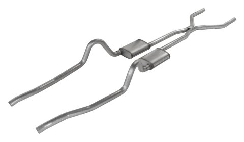 Pypes H-Bomb Exhaust Systems SMA40V System, Crossmember Back w/H-Pipe 67-73 Mopar A-Body Split Rear Dual Exit 2.5 in Int & Tail Pipe Violator Mufflers/Hardware