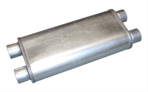 Pypes Race Pro 409 Stainless Steel 2.5 Inch Muffler MVR100 Muffler, Series, Steel, Natural, Dual in. Offset Inlets/Dual in. Offset Outlets, Each