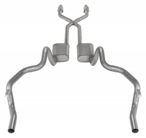 Pypes Turbo Pro Exhaust Systems SGF911TE Systems, Pro, Crossmember-Back, X-Pipe, Stainless Steel, Natural, Chevy, Pontiac, Kit