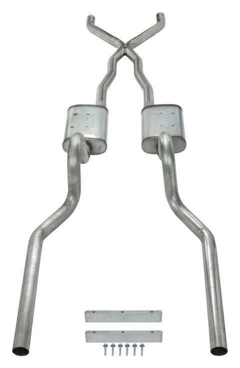 Pypes Turbo Pro Exhaust Systems SFM05T Systems, Pro, Crossmember-Back, Stainless Steel, Natural, Mufflers, Ford, Kit