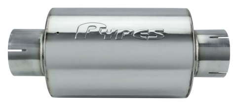 Pypes M-80 Round Case 304 Stainless Steel 3 Inch Muffler MVR2030S Muffler, 3.00 in. Center Inlet, 3.00 in. Center Outlet, 20 in. Overall Length, Polished, Steel, Round, Each
