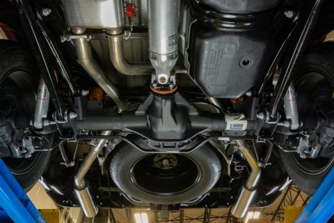 Pypes Pype Bomb Exhaust Systems SDT23V SystemsMandrel Bent 3" Midpipe to 2.5" Tailpipes; 16 Gauge 409 Stainless Steel Tubing; 304 SS 4.5" Tips;2019-2020 5.7L RAM 1500