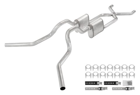 Pypes Turbo Pro Exhaust Systems SGT75T Systems, Pro, Crossmember Back, 409 Stainless Steel, Natural, Chevy, GMC, Kit