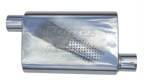 Pypes Race Pro 304 Stainless Steel 2.5 Inch Muffler MVR10S Muffler, Series, Steel, Polished, in. Offset Inlet/2.5 in. Offset Outlet, Each
