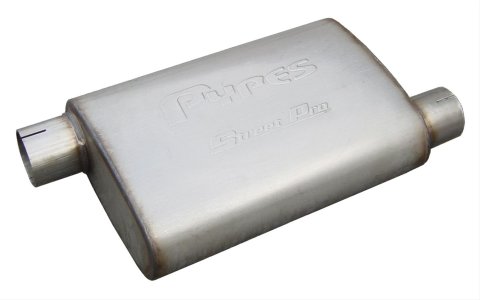Pypes Street Pro 409 Stainless Steel 2.5 Inch Muffler MVS10 Muffler, Series, Steel, Natural, in. Offset Inlet/2.5 in. Offset Outlet, Each