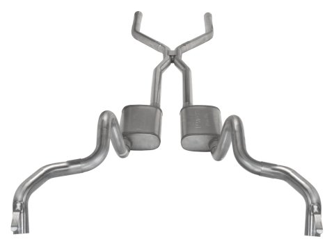 Pypes H-Bomb Exhaust Systems SGF43 System, Crossmember Back w/H-Pipe 70-74 F-Body Split Rear Dual Quarter Exit 3" Int & Tail Pipe HW Incl Muffler & Tip Not Incl Polished 304 SS