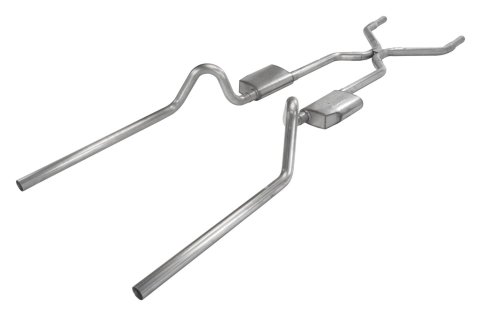 Pypes Street Pro Exhaust Systems SGC49S System, Crossmember Back w/H-Pipe 55-57 Split Rear Dual Exit 2.5 in Int & Tail Pipe Mufflers/Hardware
