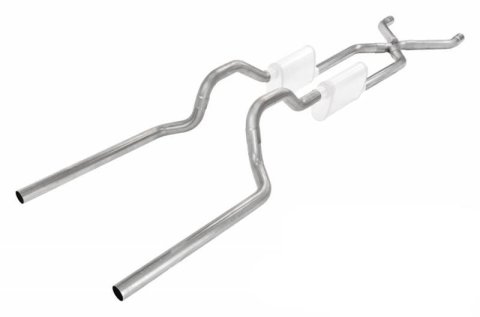 Pypes Header/Crossmember-Back Exhaust Systems SGT73 Systems, Crossmember Back w/ X-pipe System 63-66 GM Truck split rear dual exit 2.5 inch intermediate
