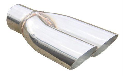 Pypes Stainless Steel GTO, Polished 2.50 Inch Exhaust Tip EVT19 Tips, Steel, Polished, Slant Cut, in. Inlet, 2.25 in. Dual Outlets, Pair