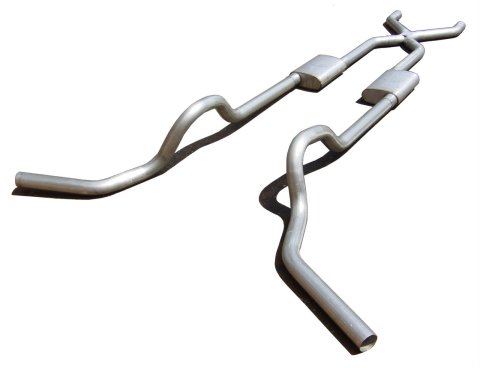 Pypes Street Pro Exhaust Systems SGT79S System, Crossmember-Back, Stainless Steel, Natural, X-Pipe, Chambered Mufflers, Chevy, GMC, Pickup, V8, Kit