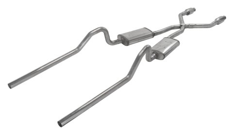 Pypes Street Pro Exhaust Systems SMB910S33E Systems, Crossmember Back w/X-Pipe, 75-80 Corvette C3 Split Rear Dual Exit 2.5 in Intermediate