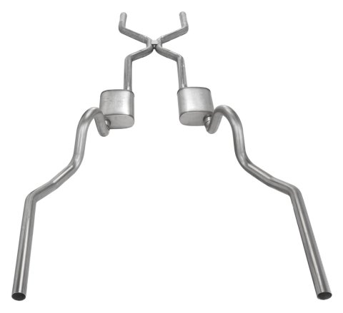 Pypes H-Bomb Exhaust Systems SGA43S System, Crossmember Back w/H-Pipe 64-74 GM A Body Split Rear Dual Exit 3 in Int & Tail Pipe Street Pro Mufflers/Hardware