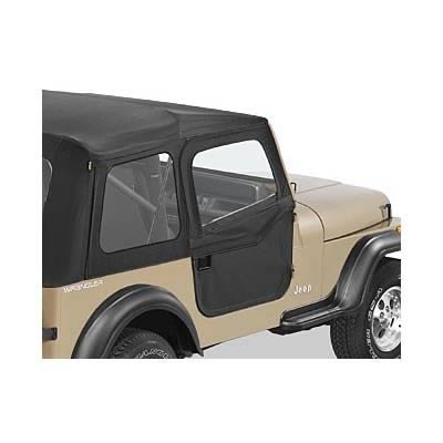 Bestop 2-Piece Soft Jeep Doors for 1980-1986 CJ7, 1987-1995 WRANGLER - 5178301 Doors, Upper, Fabric, Black, Supertop and Sunrider, Driver and Passenger Side, Jeep, Pair