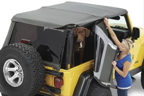 Bestop Tinted Window Kits for 2007-2017 WRANGLER, 2018 WRANGLER JK - 5844217 Soft Top Windows, Tinted, Supertop NX Black Twill 54822, Jeep, Set of 3