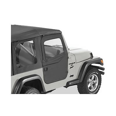 Bestop 2-Piece Soft Doors for 1997-2006 WRANGLER - 5178915 Doors, 2-piece, Fabric, Black Denim, Supertop and Sunrider, Driver and Passenger Side, Jeep, Pair