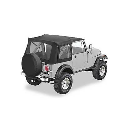 Bestop Supertop Classic Squareback Soft Tops for 1976-1986 CJ7, 1987-1995 WRANGLER - 5159915 Top, Squareback, Polymer Cloth, Black Denim, Jeep, Each