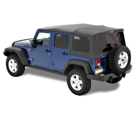 Bestop Supertop Squareback Soft Tops for 2007-2018 WRANGLER, 2018 WRANGLER JK - 5472335 Top, Squareback, Polymer Cloth, Black Diamond, Tinted Windows, Jeep, 4-door, Each