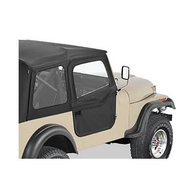 Bestop 2-Piece Soft Doors for 1976-1986 CJ7 - 5177815 Doors, 2-piece, Fabric, Black Denim, Sunrider and Supertop, Driver and Passenger Side, Jeep, Pair