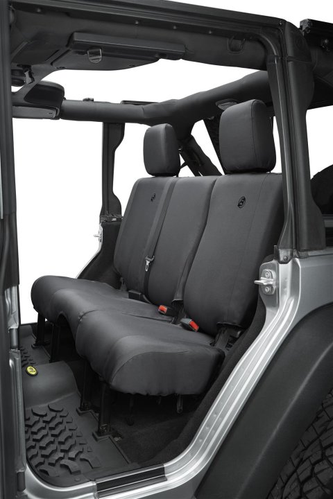 Bestop Seat Covers for 2007-2018 WRANGLER, 2018 WRANGLER JK - 2928435 Cover, Second Row, Bench, 600-denier, Black Diamond, Jeep, Each