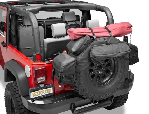 Bestop RoughRider Soft Storage Holders 5413435 Cargo Holder, RoughRider, Spare Tire Location, Polymer Cloth, Black, Jeep, Each