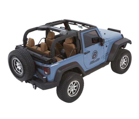 Bestop Trektop Glide Slantback Soft Tops for 2007-2017 WRANGLER, 2018 WRANGLER JK - 54422-17 Top, Slantback, Complete Top Type, Polymer Cloth, Black Twill, Tinted Windows, Jeep, 2-Door, Each