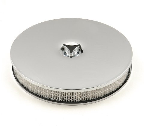 Mr. Gasket Low Rider Air Cleaners 4339 Filter Assembly, Low-Profile, 14 in. Diameter, Round, Steel, Chrome, 2 in. Filter Height, Each