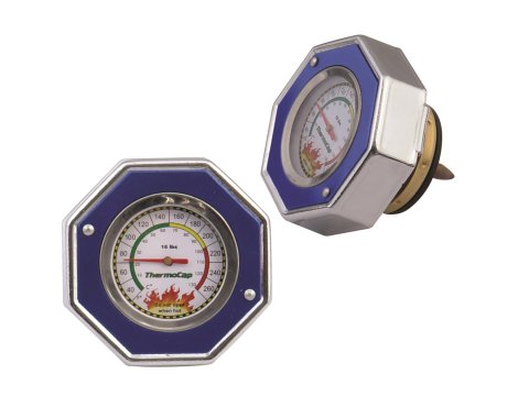 Mr. Gasket Thermocap Radiator Caps 2471B Cap/Gauge, Thermocap, Aluminum, Blue Anodized, Plain, 16 psi, 30-270 Degrees F, Each