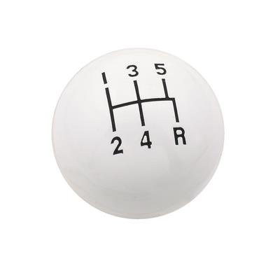 Mr. Gasket Shift Knobs 9619 Shifter Knob, Composite, Round, White, Manual 5-Speed Logo, 3/8 in.-16 Thread, Each