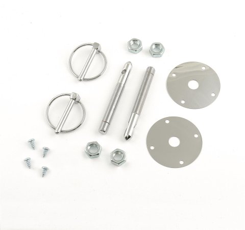 Mr. Gasket Hood and Deck Pins 1017 Pins, Torsion Pin Style, 4 in. Long, 7/16 in. Diameter, Steel, Chrome Plated, Kit