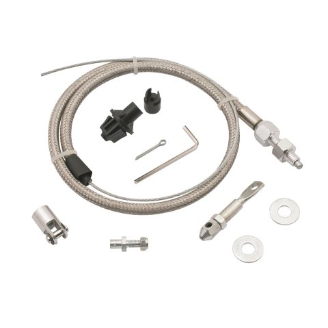 Mr. Gasket Universal Throttle Cable Kits 5657 Cable, Braided Stainless Steel, Natural, 36 in. Long, with 24 in. Sleeve, Trim to Fit, with Instructions, Universal, Each