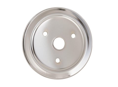 Mr. Gasket Chrome Plated Crank Pulleys 4972 Crankshaft Pulley, V-Belt, 1-Groove, Steel, Chrome, Chevy, Small Block, Short Pump, Each