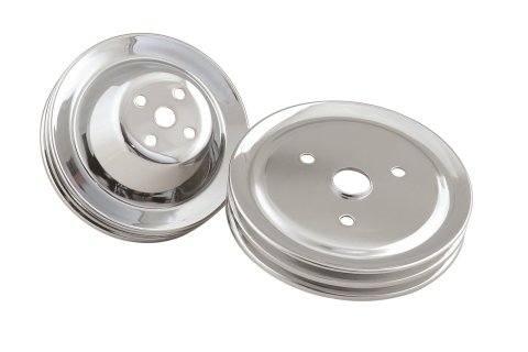 Mr. Gasket Chrome Water Pump Pulleys 4961 Pulley, Plated, Double Upper And Lower, Short Pump, Set