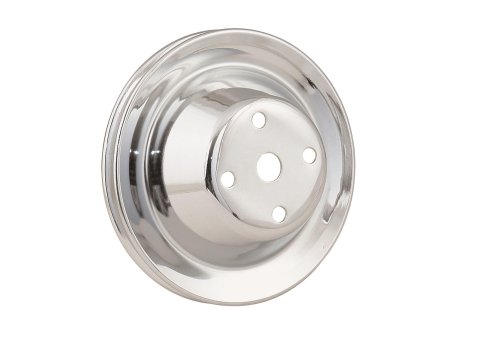 Mr. Gasket Chrome Water Pump Pulleys 4974 Pulley, V-Belt, 1-Groove, Steel, Chrome, Chevy, Small Block, Long Pump, Each