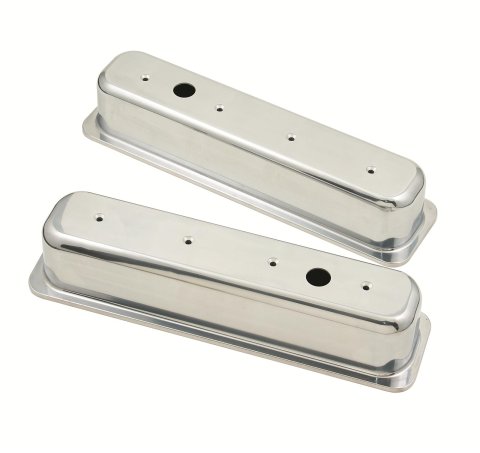 Mr. Gasket Cast Aluminum Valve Covers 6870G Covers, Aluminum, Polished, Tall, Plain, Chevy, Small Block, Pair