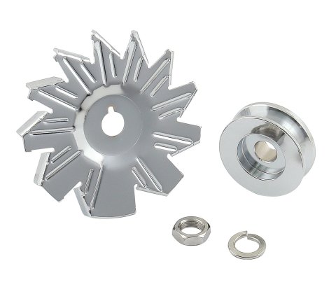 Mr. Gasket Alternator Pulleys 6808 Fan Pulley, V-Belt, 1-Groove, Steel, Chrome, GM/Ford, Each
