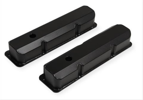 Mr. Gasket Aluminum Valve Covers 6876BG Covers, Perimeter Bolt, Tall, Fabricated Aluminum, Black Powdercoated, Baffled, Ford, Big Block FE, Pair