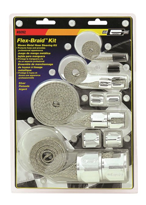 Mr. Gasket Flex-Braid Hose Sleeving Kits 8092 Sleeve, Sleeving, Silver, Kit