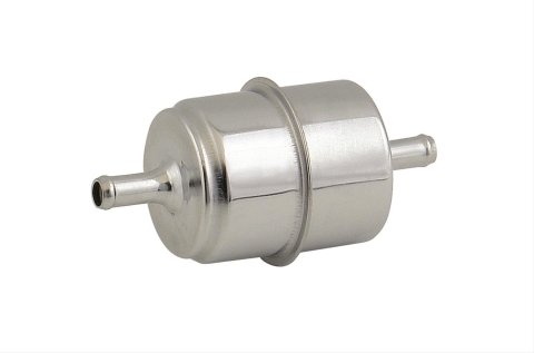 Mr. Gasket Chrome Canister 40 Microns Fuel Filter with 0.313 in. Inlet Size 9745 Filter; Plated Filter; 0.3125 ID Hose, Each