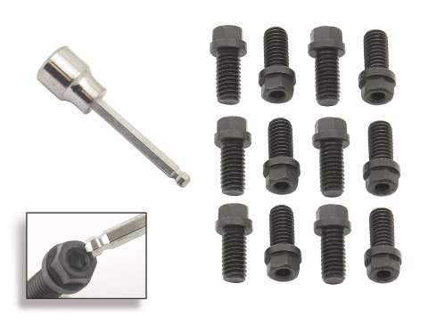 Mr. Gasket Header Bolts 3420G Fasteners, Bolts, Allen Head, Steel, Black Oxide, 3/8 in.-16, .750 in. UHL, Set of 12