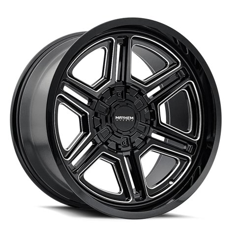 Mayhem Hermosa 8117 Gloss Black Wheels with Milled Accents 20x12 MAYHEM HERMOSA BLACK MILLED 20X12 8-180 -44MM 124.1MM