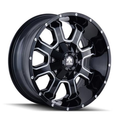 Mayhem Fierce 8103 Series Gloss Black Wheels with Milled Spokes 17x9 Wheel, 8103, 17 in. x 9 in., Aluminum, Gloss, Machined, Black, 5.71 in. Backspace, 4.93 in. Center Bore, +18.00mm, 8 x 170mm, Each