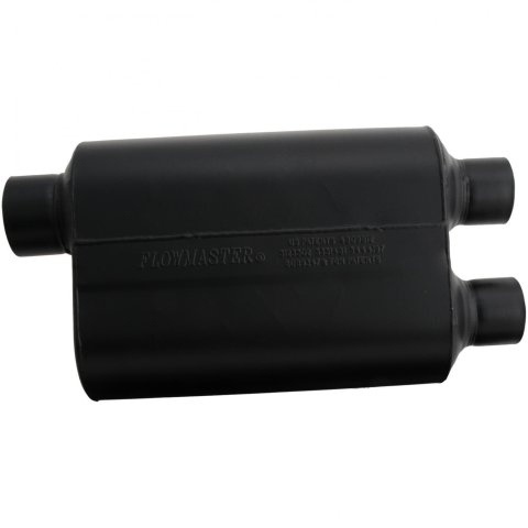 Flowmaster Super 40 Series Delta Flow Steel 3 Inch Muffler 9530462 Muffler, Series, in. Inlet/Dual 2 1/2 in. Outlet, Steel, Black, Each