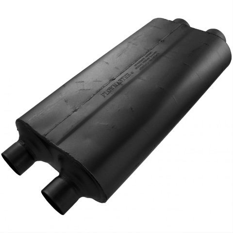 Flowmaster 50 Series Big Block Steel 3 Inch Muffler 530504 Muffler, Series, Dual in. Inlet/Dual 2 1/2 in. Outlet, Steel, Black, Each