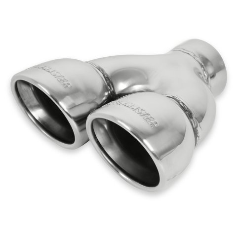 Flowmaster Round, Polished 2.50 Inch Exhaust Tip 15369 Tail Pipe Tip, Stainless Steel, Dual 3 in. Outlet, 2.5 in. Inlet, 6.75L x 7.50W, Each