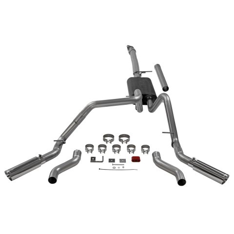 Flowmaster American Thunder Exhaust Systems 818113 System, Series, Cat-Back, Split Side/Split Side Exit, Stainless Steel, Natural, Polished Tips, Chevy, GMC, Kit