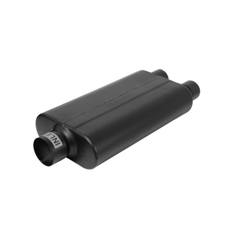 Flowmaster 50 Series Delta Flow 409 Stainless Steel 3 Inch Muffler 8430502 Muffler, Series, in. Inlet/Dual 2 1/2 in. Outlet, Steel, Black, Each