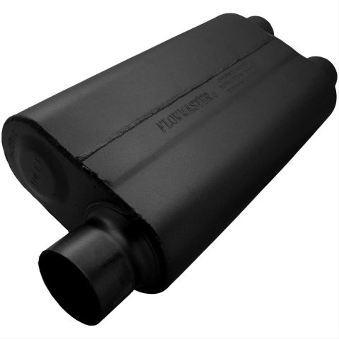Flowmaster 50 Series Delta Flow Steel 3 Inch Muffler 9430512 Muffler, Series, in. Inlet/Dual 2 1/2 in. Outlet, Steel, Black, Each