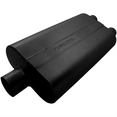 Flowmaster 50 Series Delta Flow Steel 2.5 Inch Muffler 9425502 Muffler, Series, 2 1/2 in. Inlet/Dual 2 in. Outlet, Steel, Black, Each
